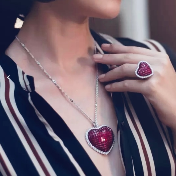 Invisible Setting Emerald Cut Ruby Pendant Necklace - Picture 1 of 7